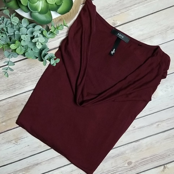 NEW - Zero - Maroon Shirt with Cowl Neck - Picture 2 of 6